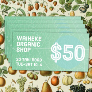 Save 10% when you buy  5 x $50 vouchers for the Waiheke Organic Shop